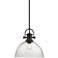 Golden Lighting Hines 13 1/2" Wide Black and Glass Dome Pendant Light