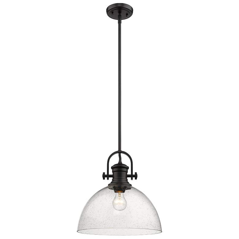 Image 3 Golden Lighting Hines 13 1/2" Wide Black and Glass Dome Pendant Light more views