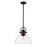 1_Golden Lighting Hines 13 1/2" Wide  Matte Black Clear Glass Pendant