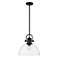 Golden Lighting Hines 13 1/2" Wide  Matte Black Clear Glass Pendant