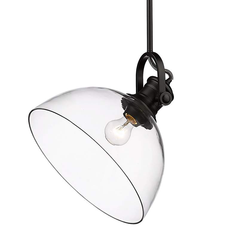 Image 3 Golden Lighting Hines 13 1/2" Wide Matte Black Clear Glass Pendant more views