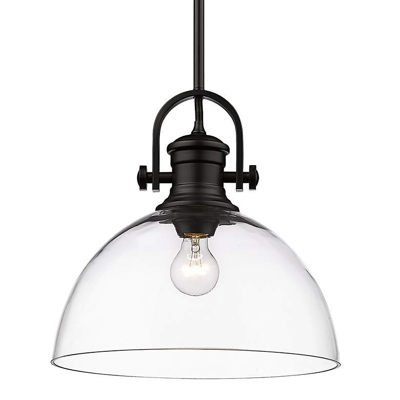 Image 4 Golden Lighting Hines 13 1/2" Wide Matte Black Clear Glass Pendant more views