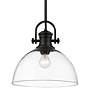 4_Golden Lighting Hines 13 1/2" Wide  Matte Black Clear Glass Pendant more views