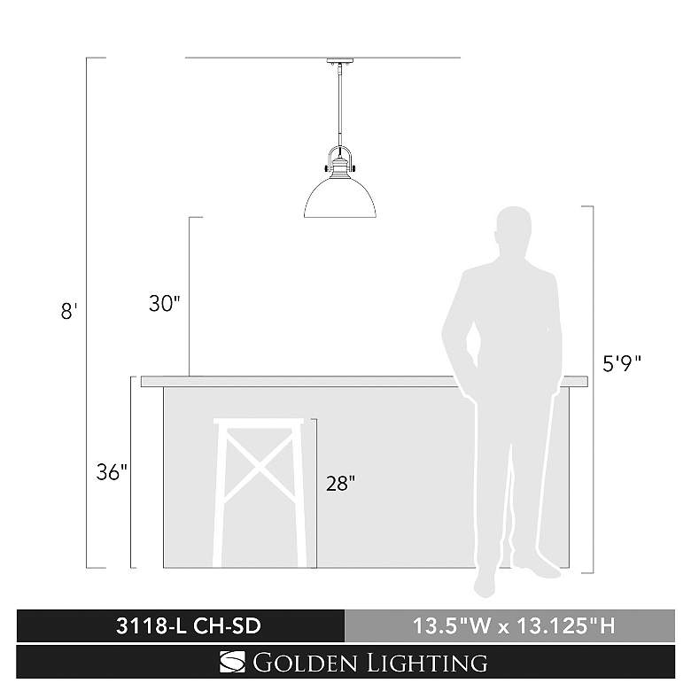 Image 6 Golden Lighting Hines 13 1/2" Wide Seeded Glass Dome Pendant Light more views