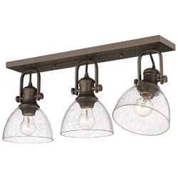 Golden Lighting Hines 25 1/8" Bronze Seeded Glass Ceiling Light