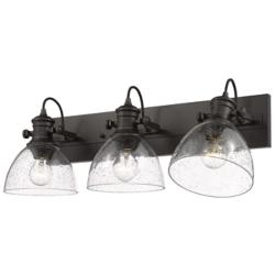 Golden Lighting Hines 25 1/4" Bronze Seeded Glass 3-Light Bath Light