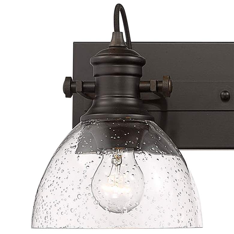 Image 3 Golden Lighting Hines 25 1/4" Bronze Seeded Glass 3-Light Bath Light more views