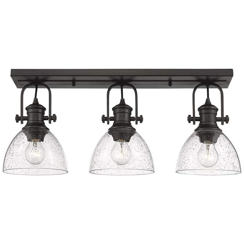 Image 5 Golden Lighting Hines 25 1/4" Bronze Seeded Glass 3-Light Bath Light more views
