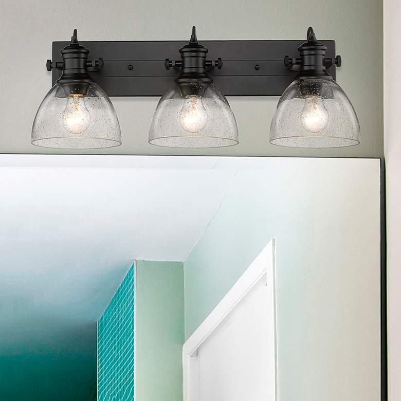 Image 1 Golden Lighting Hines 25 1/4" Matte Black Metal 3-Light Bath Light