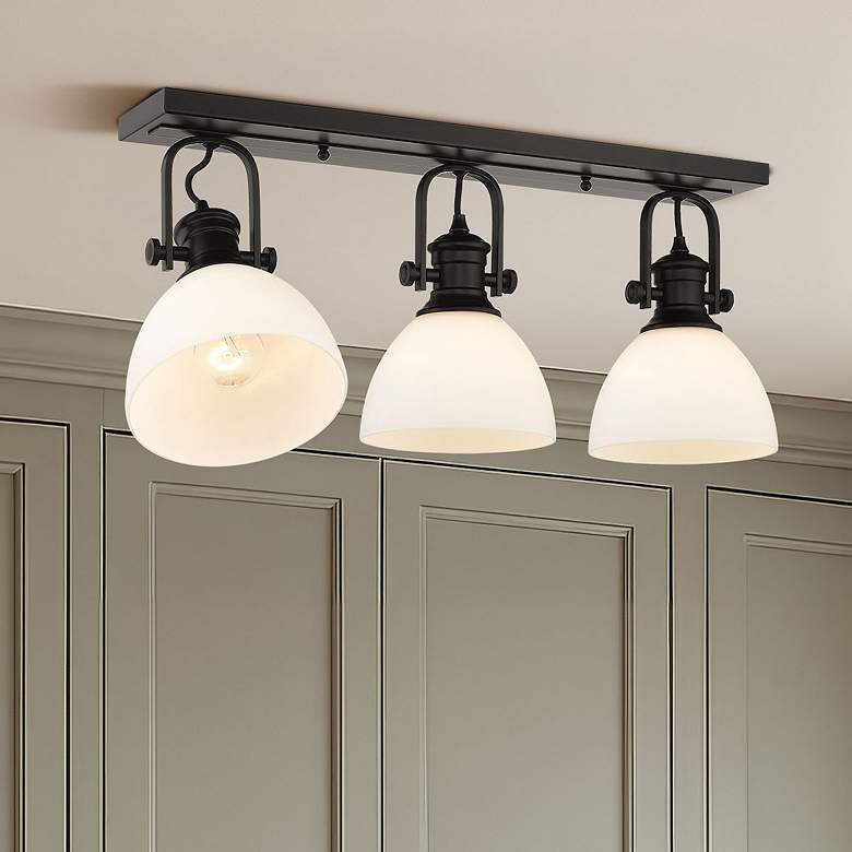 Image 1 Golden Lighting Hines 25 1/4" Wide Matte Black 3-Light Ceiling Light