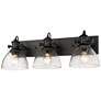 2_Golden Lighting Hines 25" Seeded Glass Matte Black Bath Light