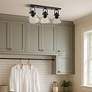 3_Golden Lighting Hines 25" Seeded Glass Matte Black Bath Light more views