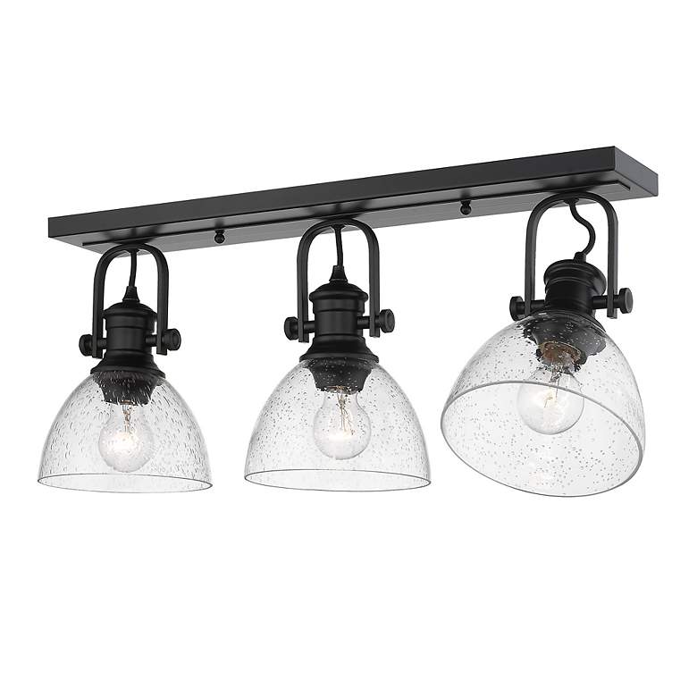 Image 4 Golden Lighting Hines 25" Seeded Glass Matte Black Bath Light more views