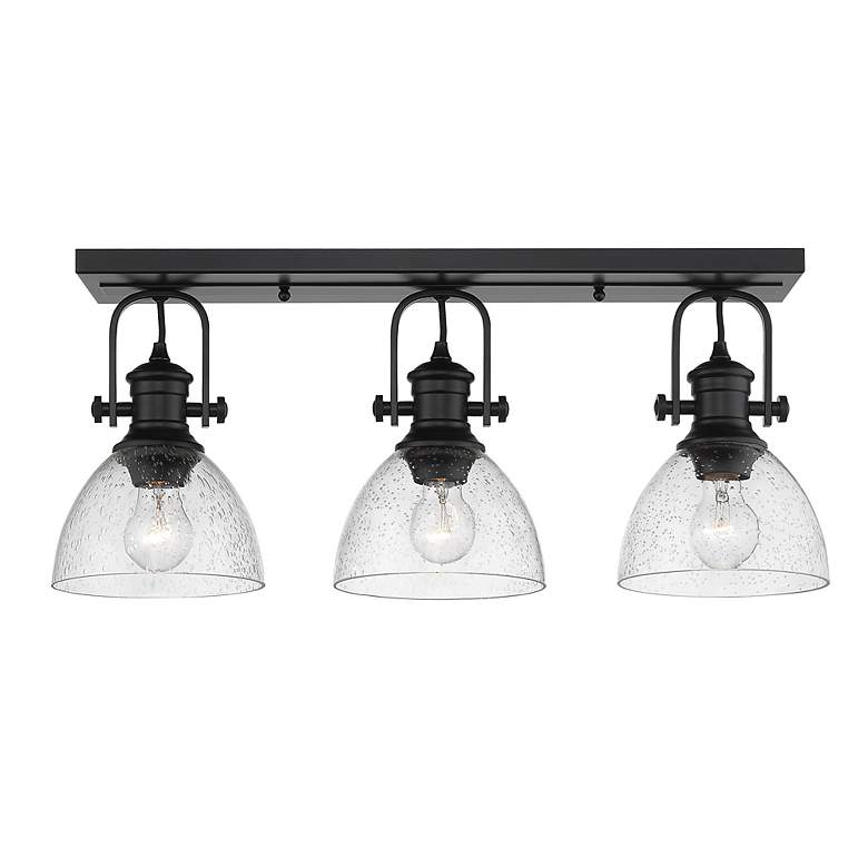 Image 5 Golden Lighting Hines 25" Seeded Glass Matte Black Bath Light more views