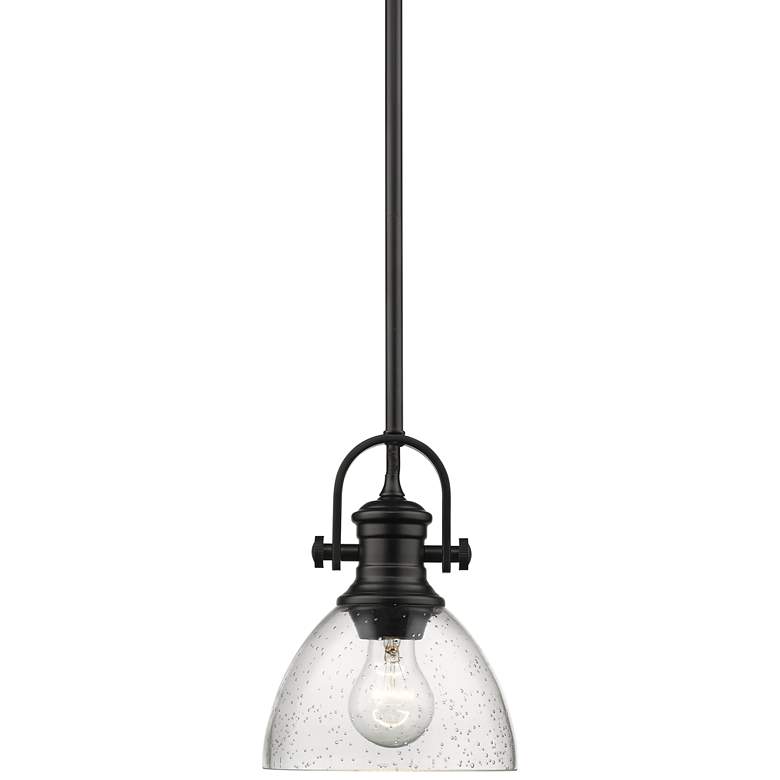 Image 2 Golden Lighting Hines 7 inch Black and Clear Glass Mini Pendant Light