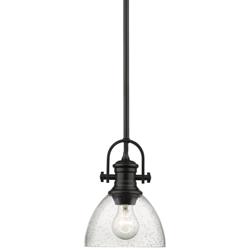 Golden Lighting Hines 7&quot; Black and Clear Glass Mini Pendant Light