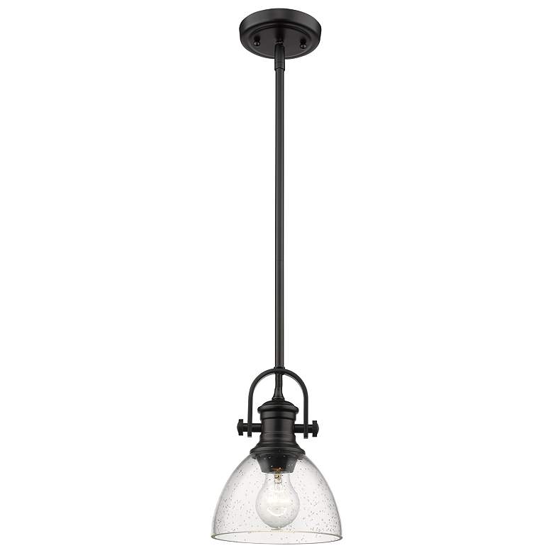 Image 3 Golden Lighting Hines 7" Black and Clear Glass Mini Pendant Light more views
