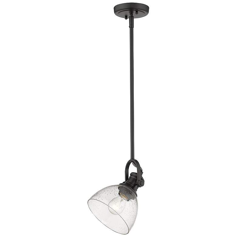 Image 4 Golden Lighting Hines 7 inch Black and Clear Glass Mini Pendant Light more views