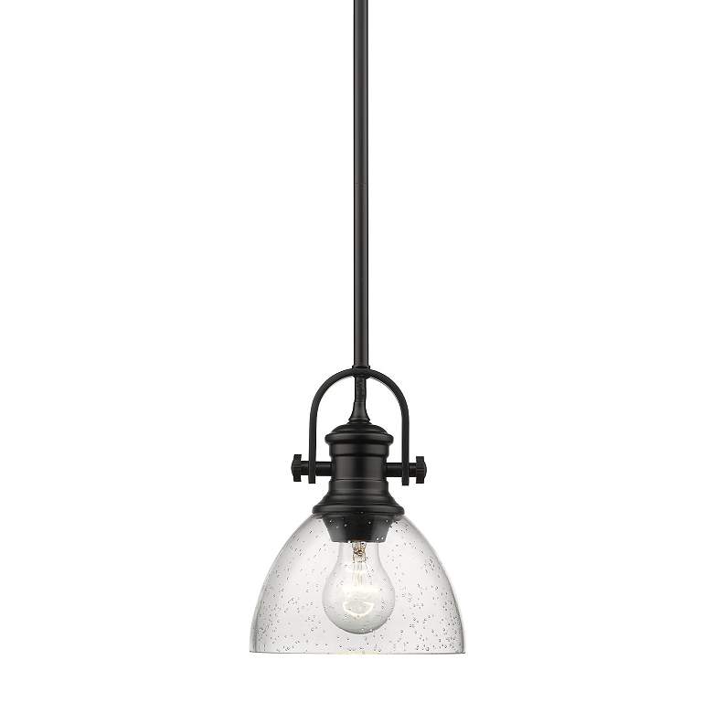 Image 6 Golden Lighting Hines 7" Black and Clear Glass Mini Pendant Light more views