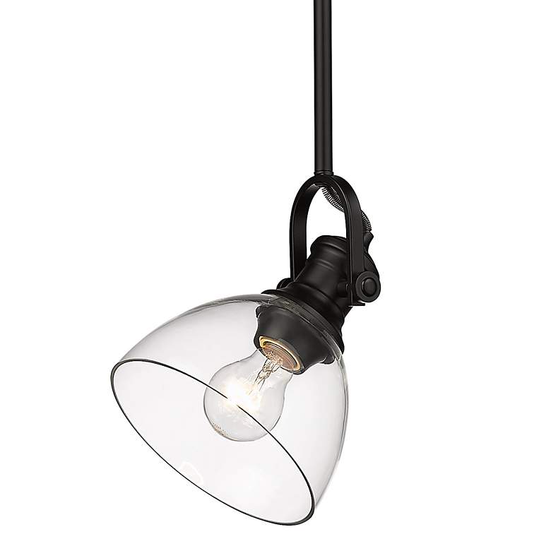 Image 3 Golden Lighting Hines 7" Wide Matte Black Clear Glass Mini Pendant more views