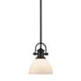 3_Golden Lighting Hines 7" Wide Matte Black Opal Glass Mini Pendant more views