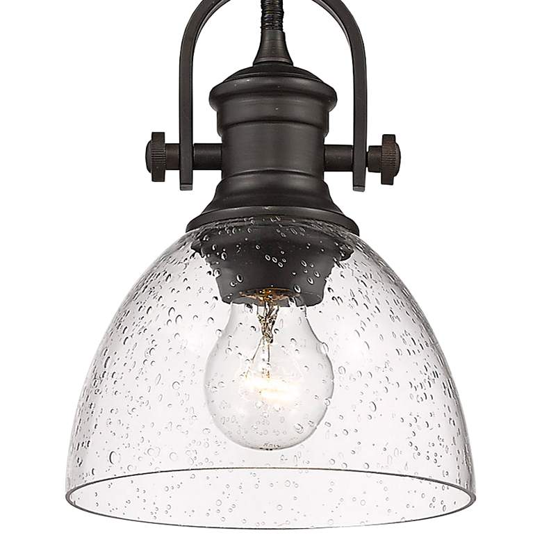 Image 2 Golden Lighting Hines 7" Wide Rubbed Bronze Seeded Glass Mini Pendant more views