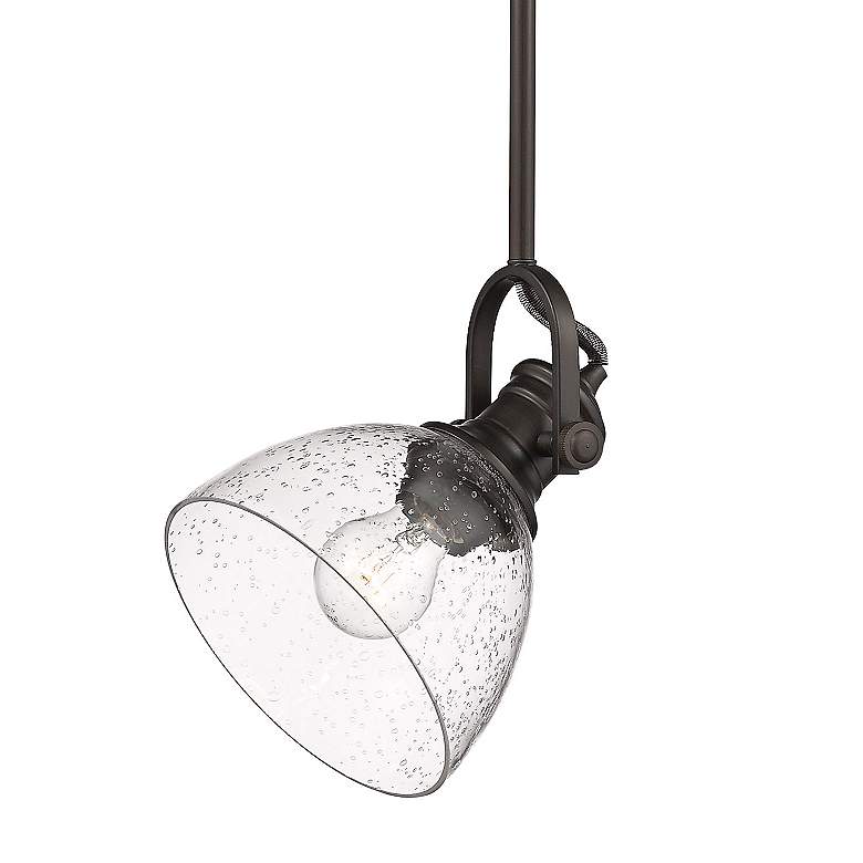 Image 3 Golden Lighting Hines 7" Wide Rubbed Bronze Seeded Glass Mini Pendant more views