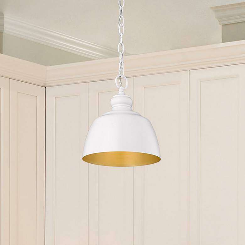 Image 1 Golden Lighting Holmes 9" Wide Matte White Dome Mini Pendant