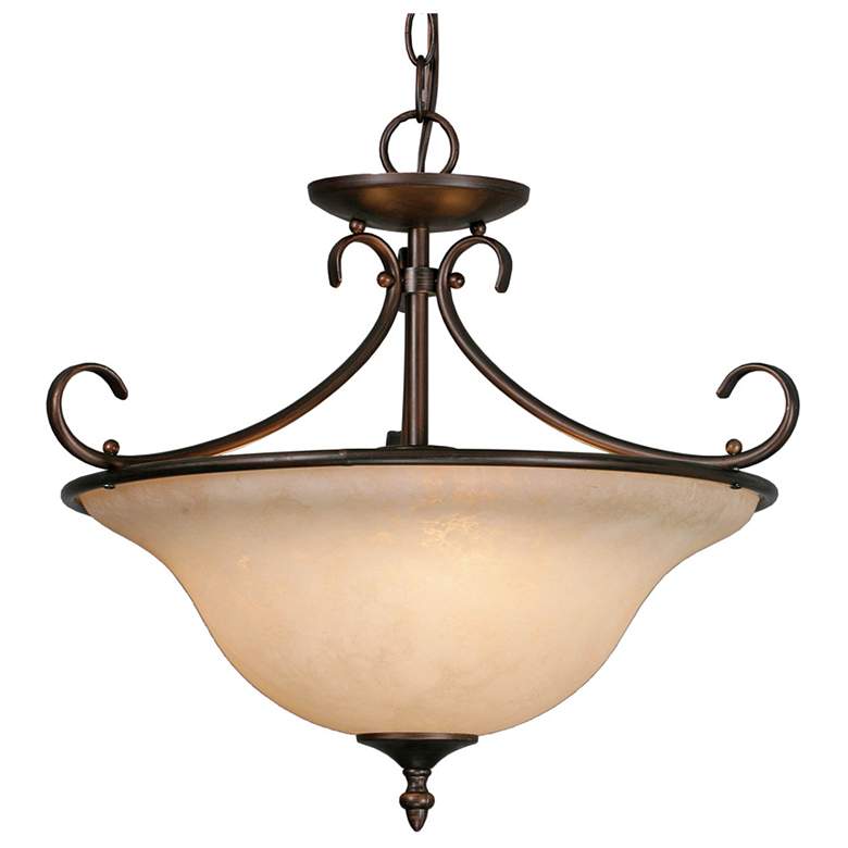 Image 1 Golden Lighting Homestead 18 1/2" Bronze and Glass Bowl Ceiling Light