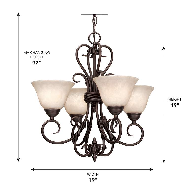Image 5 Golden Lighting Homestead 19" Rubbed Bronze Tea Stone Glass Chandelier more views