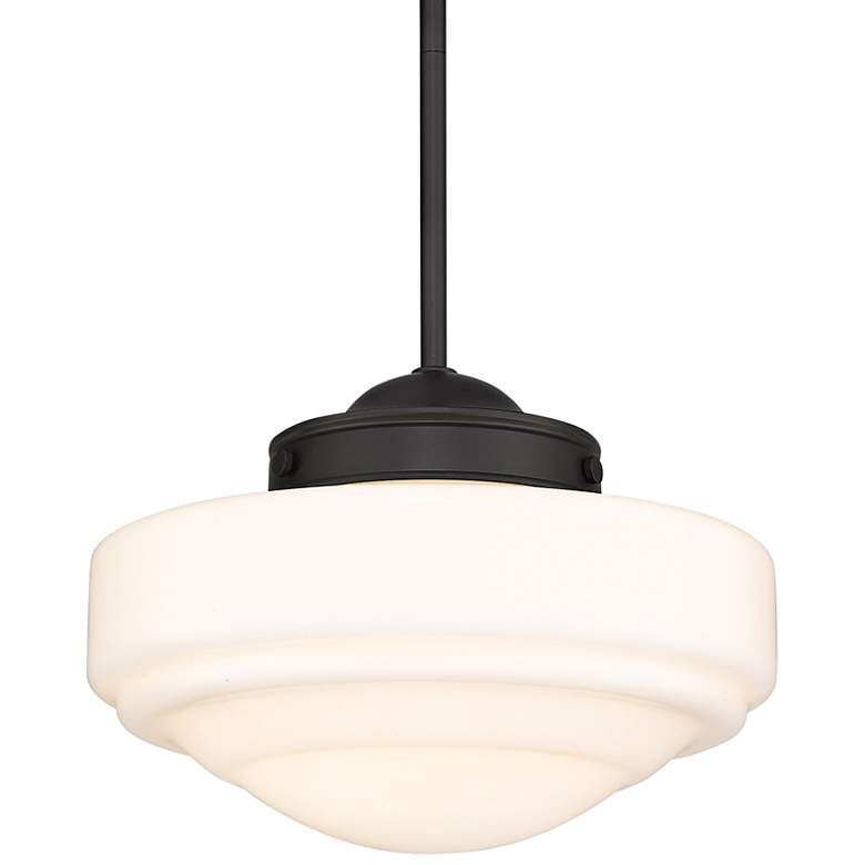 Image 2 Golden Lighting Ingalls 12" Wide Matte Black Milk Glass Mini Pendant