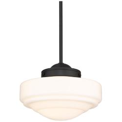 Golden Lighting Ingalls 12" Wide Matte Black Milk Glass Mini Pendant