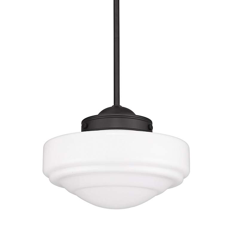 Image 5 Golden Lighting Ingalls 12" Wide Matte Black Milk Glass Mini Pendant more views