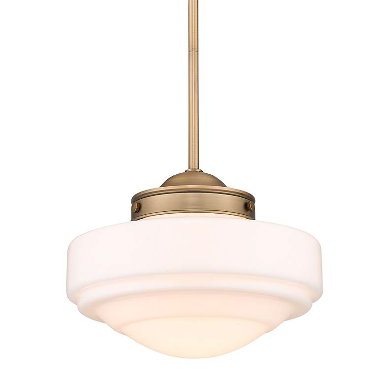 Image 2 Golden Lighting Ingalls 12" Wide Modern Brass White Glass Mini Pendant