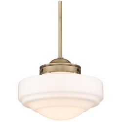 Golden Lighting Ingalls 12" Wide Modern Brass White Glass Mini Pendant