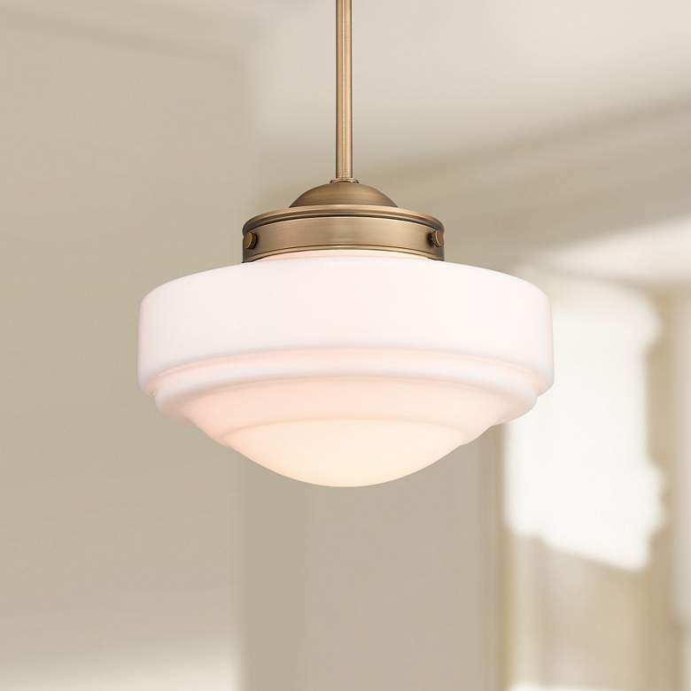 Image 1 Golden Lighting Ingalls 12" Wide Modern Brass White Glass Mini Pendant