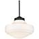 Golden Lighting Ingalls 16" Black and Vintage Milk Glass Pendant Light