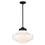 4_Golden Lighting Ingalls 16" Black and Vintage Milk Glass Pendant Light more views