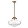 3_Golden Lighting Ingalls 16" Clear Glass Schoolhouse Pendant Light more views