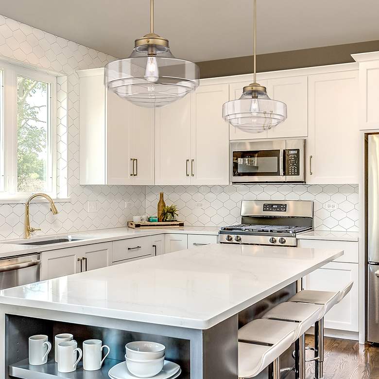 Image 6 Golden Lighting Ingalls 16" Clear Glass Schoolhouse Pendant Light more views