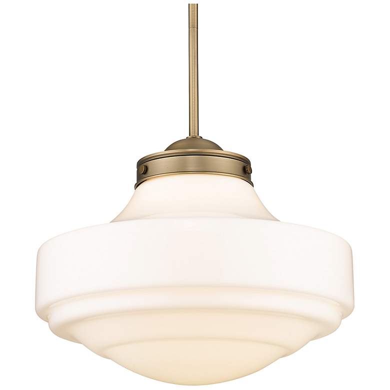 Image 2 Golden Lighting Ingalls 16" Modern Brass White Glass Pendant Light
