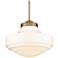 Golden Lighting Ingalls 16" Modern Brass White Glass Pendant Light