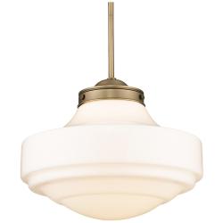 Golden Lighting Ingalls 16" Modern Brass White Glass Pendant Light