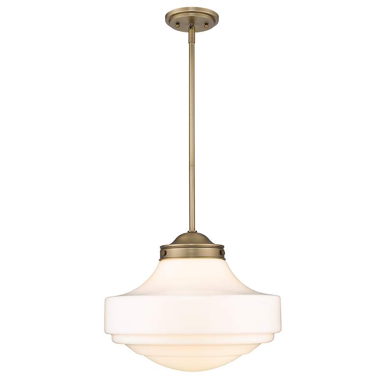 Image 3 Golden Lighting Ingalls 16" Modern Brass White Glass Pendant Light more views