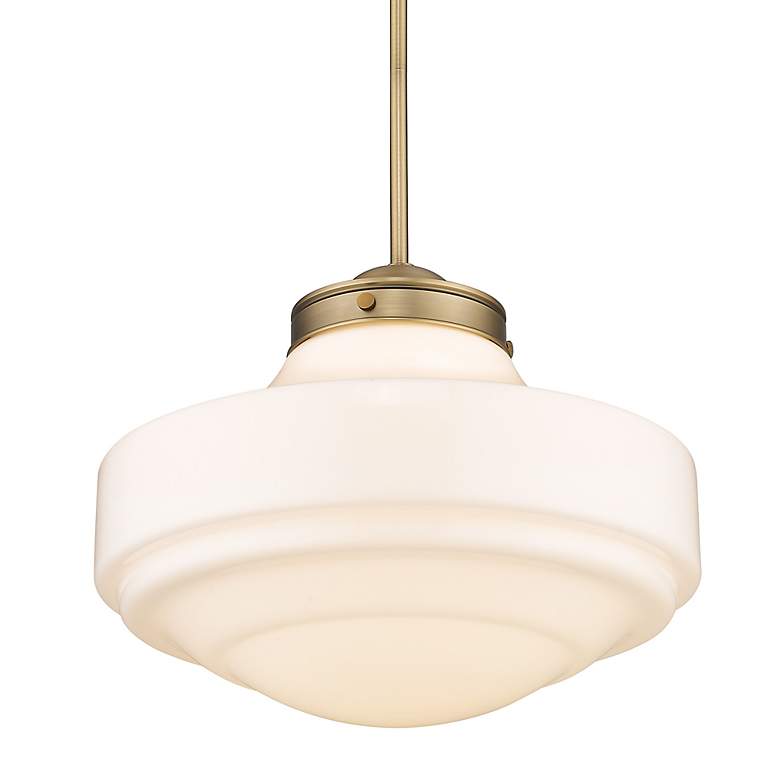 Image 4 Golden Lighting Ingalls 16" Modern Brass White Glass Pendant Light more views