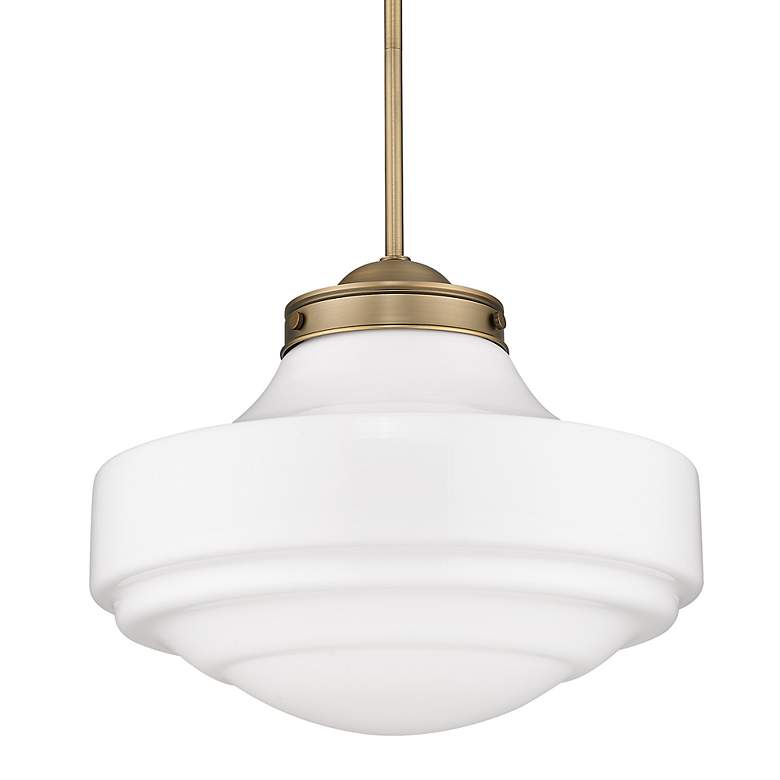 Image 5 Golden Lighting Ingalls 16" Modern Brass White Glass Pendant Light more views