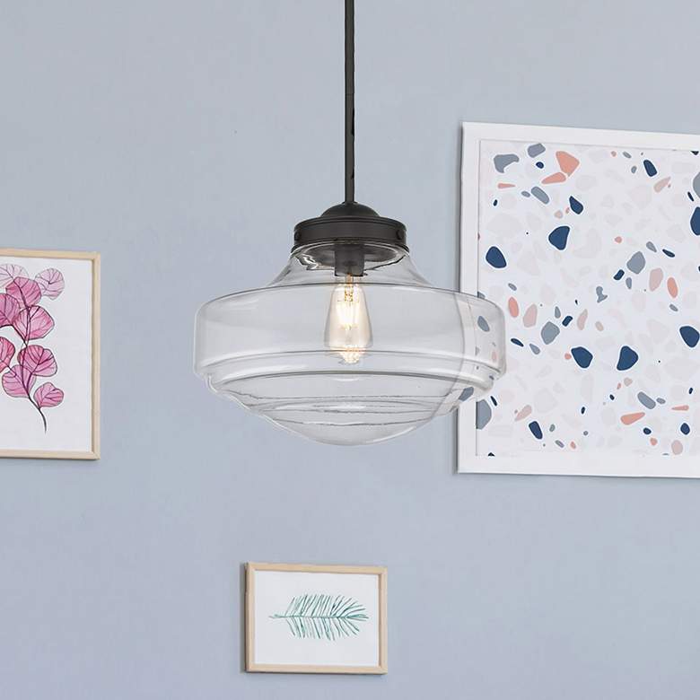 Image 2 Golden Lighting Ingalls 16" Wide Matte Black Clear Glass Pendant Light