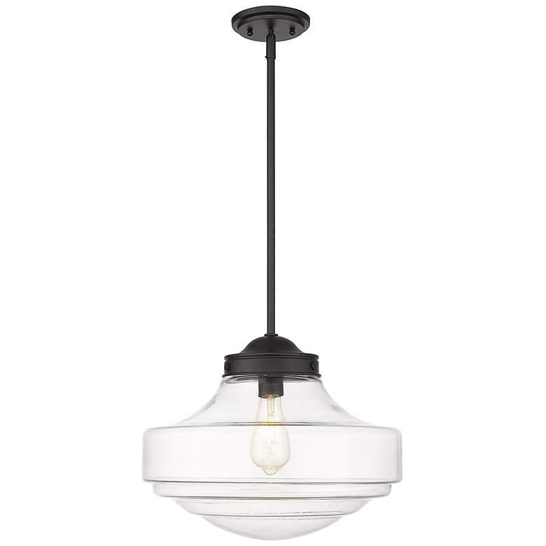 Image 5 Golden Lighting Ingalls 16" Wide Matte Black Clear Glass Pendant Light more views
