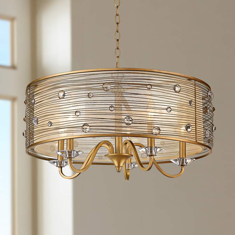Image 1 Golden Lighting Joia 26" Wide Peruvian Gold 5-Light Drum Chandelier