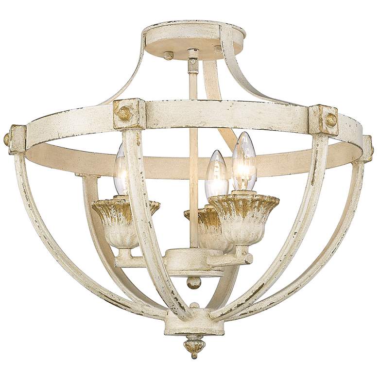 Image 2 Golden Lighting Jules 19 1/4" Wide Antique Ivory 3-Light Ceiling Light